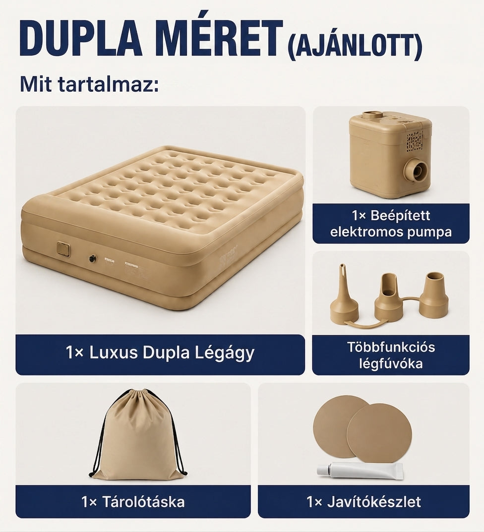 46 cm magas felfújható ágy – Beépített elektromos pumpával